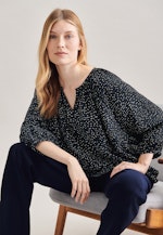 3/4-sleeve Crepe Shirt Blouse in Medium Blue |  Seidensticker Onlineshop