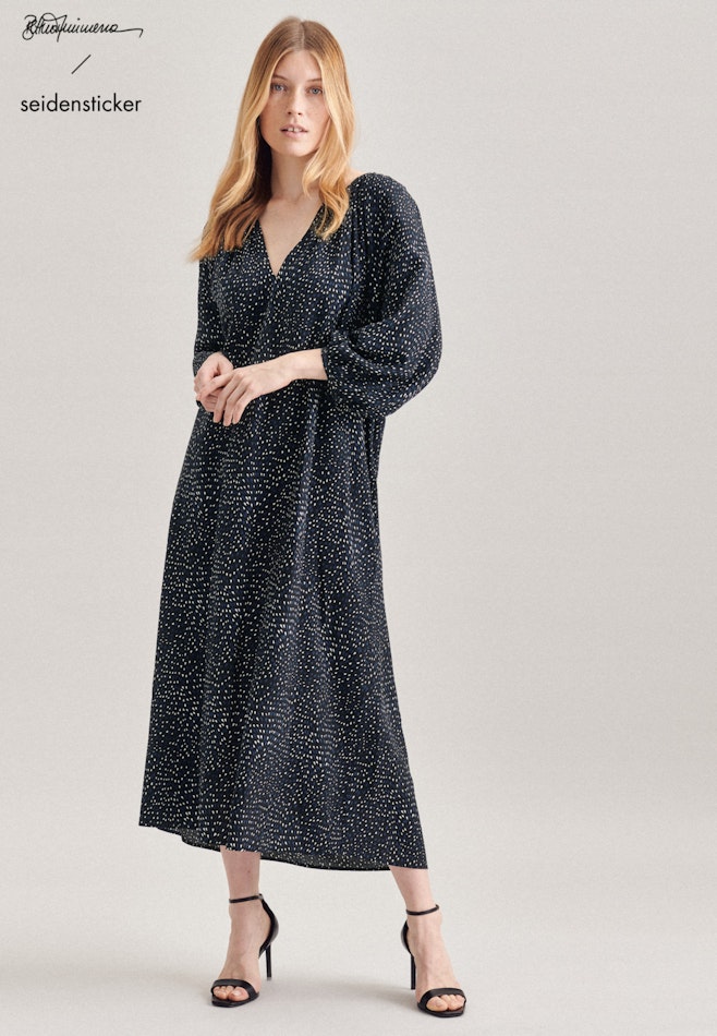 Crepe Maxi Dress in Medium blue | Seidensticker online shop
