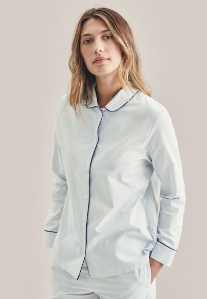 Gerader Schnitt (Normal-Fit) Pyjama Streifen in Hellblau |  Seidensticker Onlineshop
