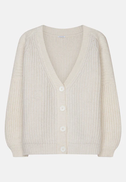 Regular Fit Cardigan en maille Uni in Ecru |  Seidensticker Onlineshop