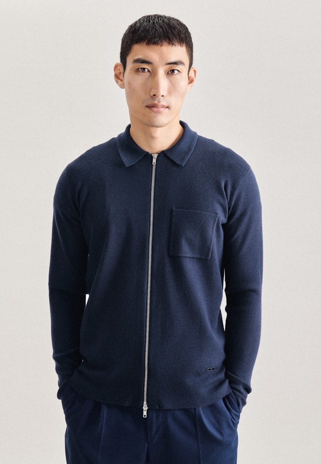 Collar Knit Jacket in Dark Blue | Seidensticker online shop
