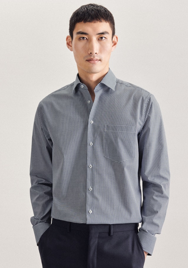 Regular Business Shirt Check in Dark Blue | Seidensticker Onlineshop