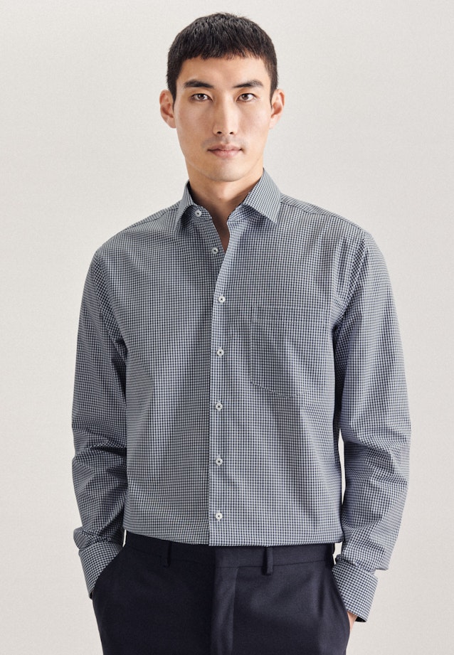 Regular Chemise Business carreaux in Bleu Foncé |  Seidensticker Onlineshop