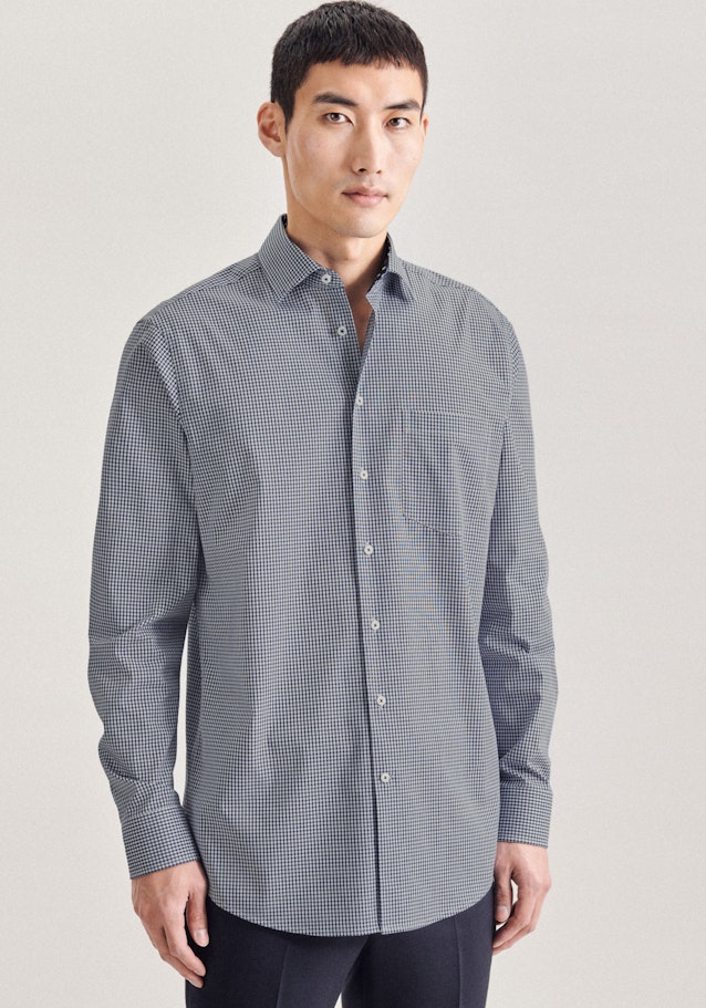 Regular Business Shirt Check in Dark Blue | Seidensticker Onlineshop
