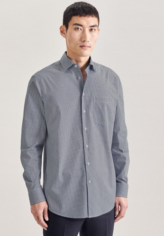 Regular Business Hemd Karo in Dunkelblau |  Seidensticker Onlineshop