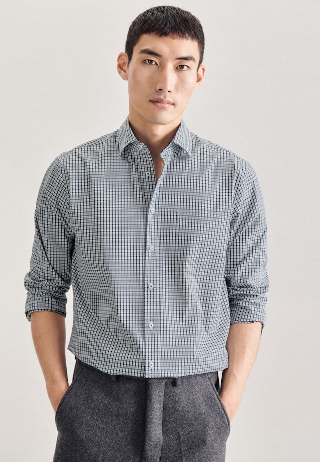 Non-iron Poplin Business Shirt in Regular with Kent-Collar in Green |  Seidensticker Onlineshop