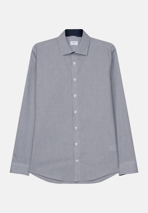 Non-iron Poplin Business Shirt in Slim with Kent-Collar in Dark Blue |  Seidensticker Onlineshop