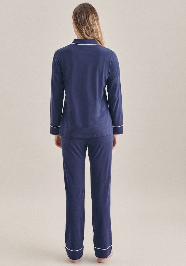 Pyjama Gerader Schnitt (Normal-Fit) Manche Longue Club in Bleu Foncé |  Seidensticker Onlineshop