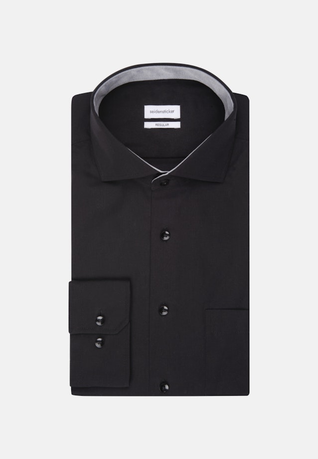 Non-iron Poplin Business Shirt in Regular with Kent-Collar in Black |  Seidensticker Onlineshop