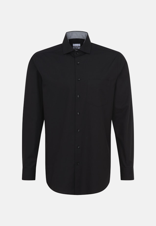 Non-iron Poplin Business Shirt in Regular with Kent-Collar in Black |  Seidensticker Onlineshop