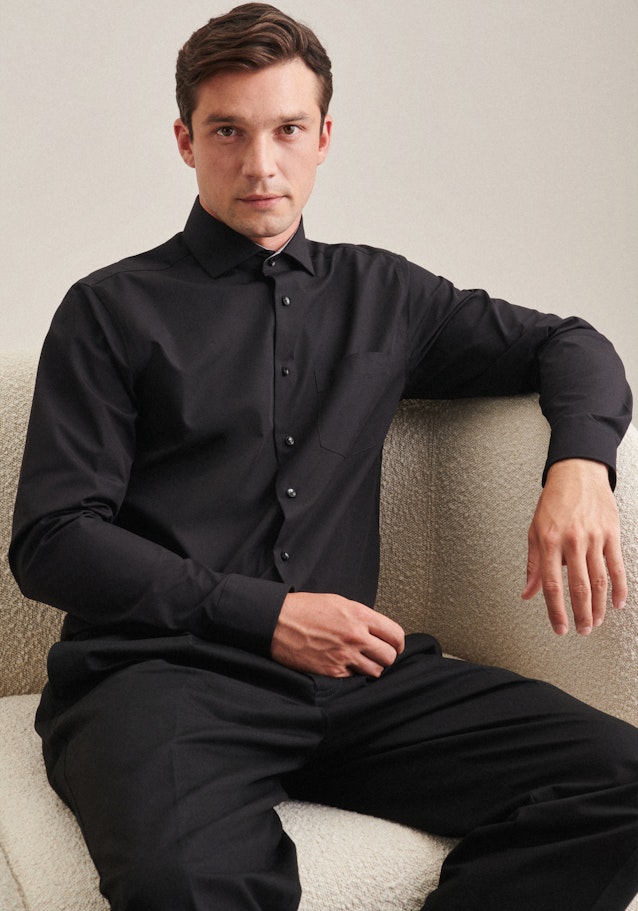 Regular Business Hemd Uni in Schwarz | Seidensticker Onlineshop