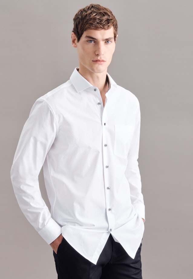 Chemise Business Regular Popeline Col Kent in Blanc |  Seidensticker Onlineshop