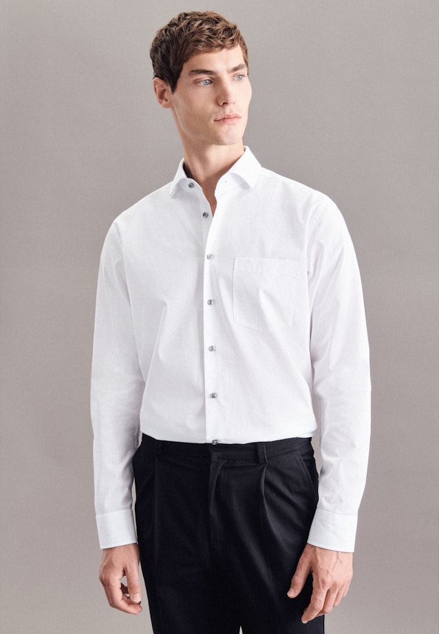 Chemise Business Regular Popeline Col Kent in Blanc |  Seidensticker Onlineshop