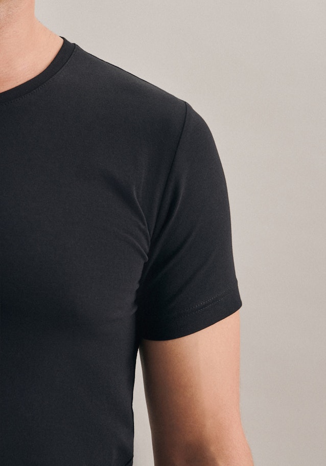 T-Shirt Tailliert (Slim-Fit) Manche Courte in Noir |  Seidensticker Onlineshop