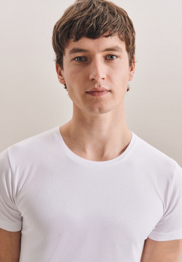 2er-Pack Rundhals T-Shirt Tailliert (Slim-Fit) in Weiß |  Seidensticker Onlineshop