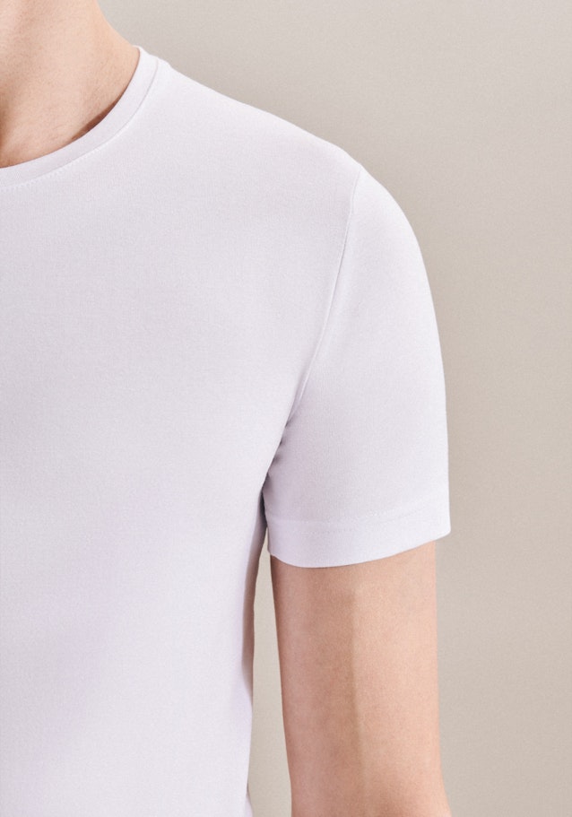 2er-Pack Rundhals T-Shirt Tailliert (Slim-Fit) in Weiß |  Seidensticker Onlineshop