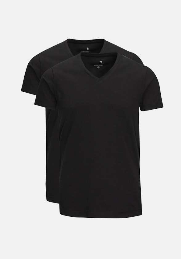 2er-Pack V-Neck T-Shirt Regular in Schwarz |  Seidensticker Onlineshop