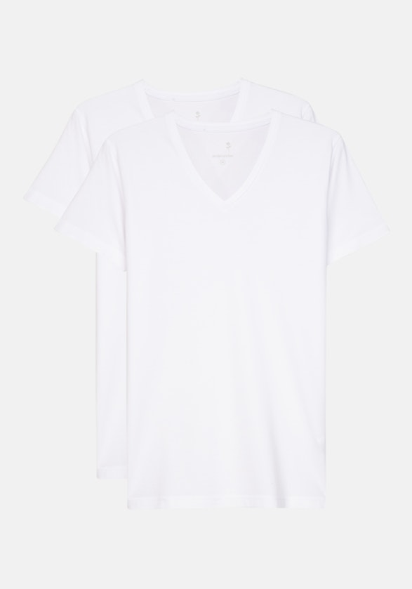 2er-Pack V-Neck T-Shirt Regular in Weiß |  Seidensticker Onlineshop