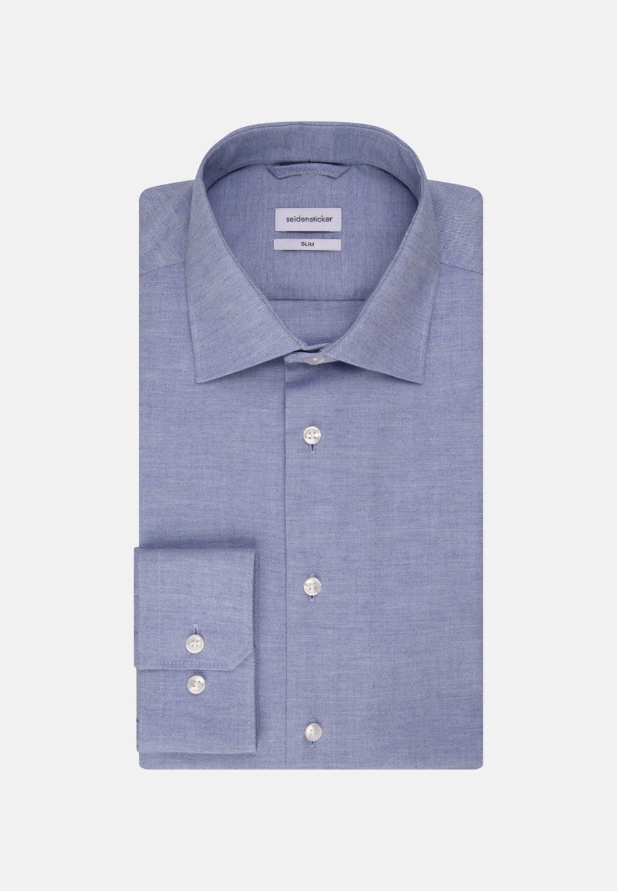 Bügelleichtes Twill Business Hemd in Slim mit Kentkragen in Hellblau |  Seidensticker Onlineshop