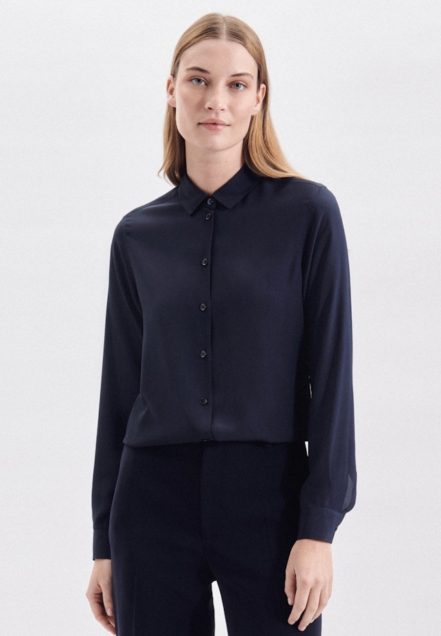 Long sleeve Crepe Shirt Blouse in Dark Blue | Seidensticker Onlineshop