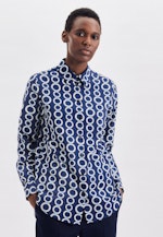 Regular fit Hemdbluse Kettenprint in Mittelblau |  Seidensticker Onlineshop