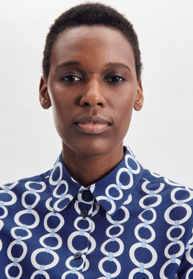 Chemisier Imprimé chaîne in Bleu moyen |  Seidensticker Onlineshop