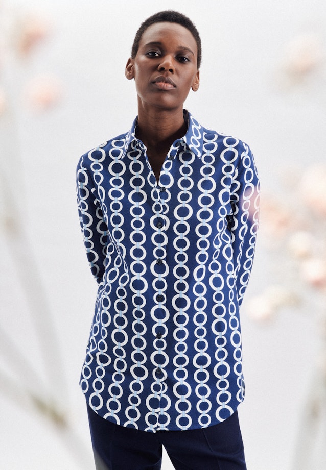 Chemisier Imprimé chaîne in Bleu moyen |  Seidensticker Onlineshop