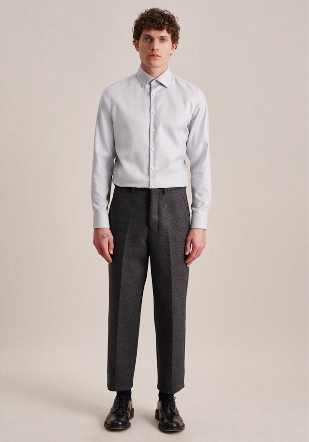 Easy-iron Twill Business Shirt in Slim with Kent-Collar in Grau |  Seidensticker Onlineshop