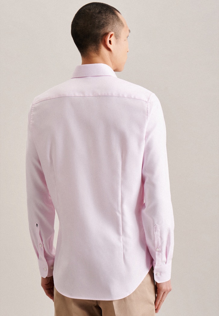 Herren Bügelleichtes Twill rosa/pink in Slim Hemd | Business Kentkragen Seidensticker mit