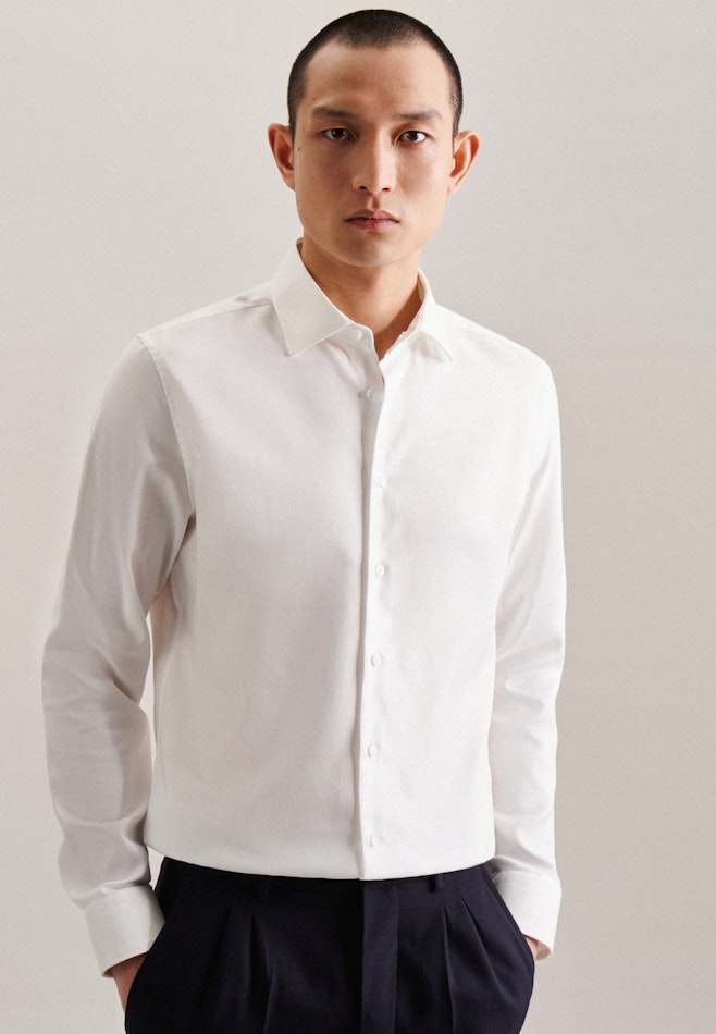 Easy-iron Twill Business Shirt in Slim with Kent-Collar in Ecru | Seidensticker online shop