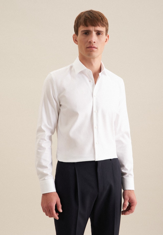 Chemise Business Slim Twill (sergé) Col Kent in Blanc |  Seidensticker Onlineshop