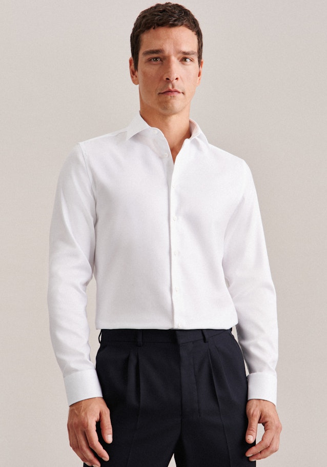 Easy-iron Twill Business Shirt in Slim with Kent-Collar in White | Seidensticker Onlineshop