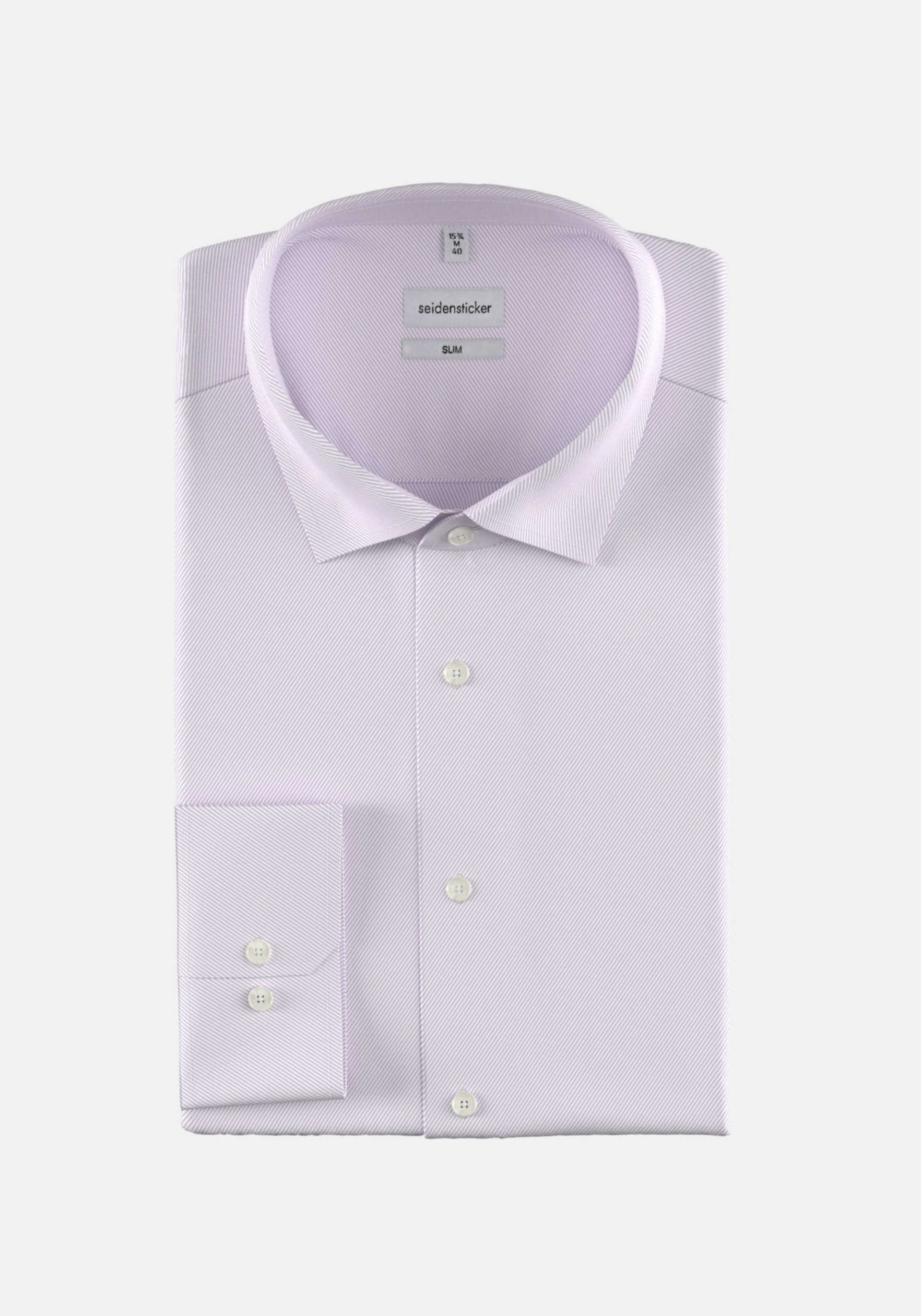 Men Easy-iron Twill Business Shirt in Slim with Kent-Collar purple
