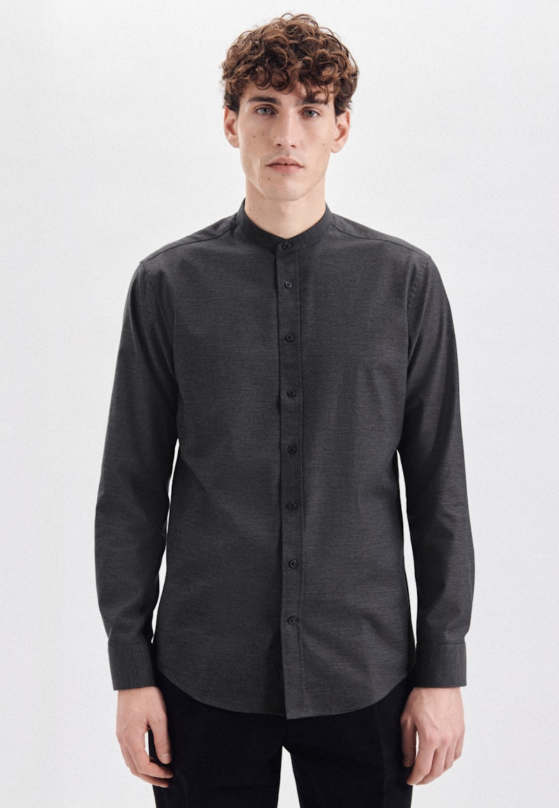 Easy-iron Twill Business Shirt in Regular with Stand-Up Collar