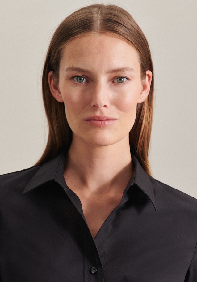 Non-iron Short sleeve Poplin Shirt Blouse in Black |  Seidensticker Onlineshop