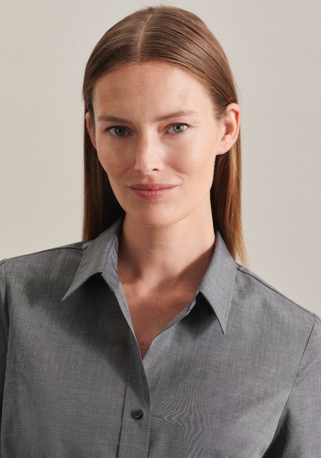 Non-iron Short sleeve Poplin Shirt Blouse in Grey | Seidensticker Onlineshop