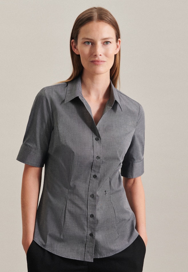 Non-iron Short sleeve Poplin Shirt Blouse in Grey | Seidensticker online shop