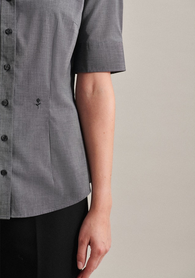 Non-iron korte arm Popeline Shirtblouse in Grijs |  Seidensticker Onlineshop