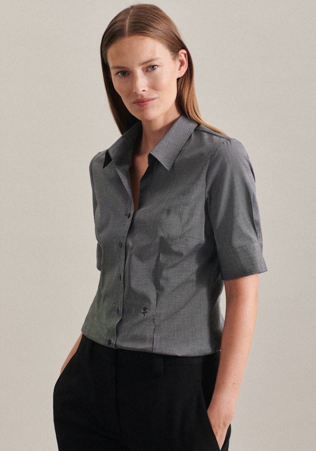 Non-iron Short sleeve Poplin Shirt Blouse in Grey |  Seidensticker Onlineshop