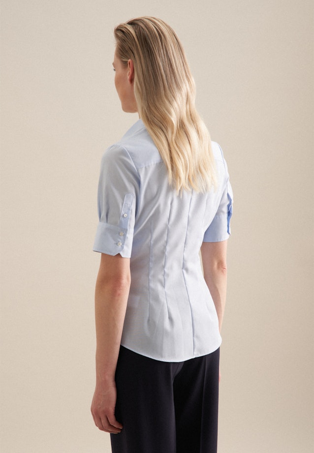 Non-iron korte arm Popeline Shirtblouse in Middelmatig Blauw |  Seidensticker Onlineshop