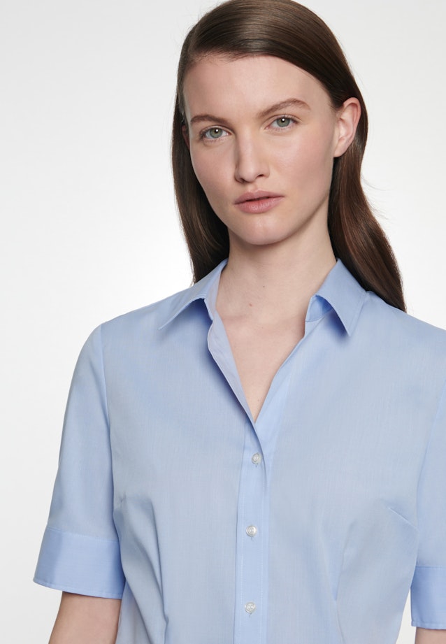 Non-iron Short sleeve Poplin Shirt Blouse in Light Blue |  Seidensticker Onlineshop
