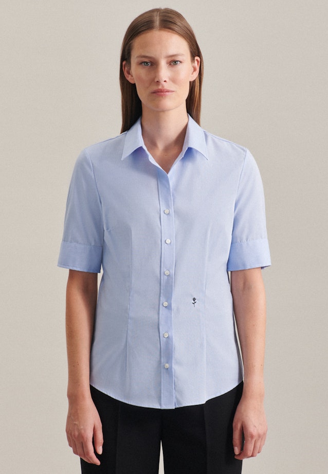 Non-iron Short sleeve Poplin Shirt Blouse in Light Blue |  Seidensticker Onlineshop