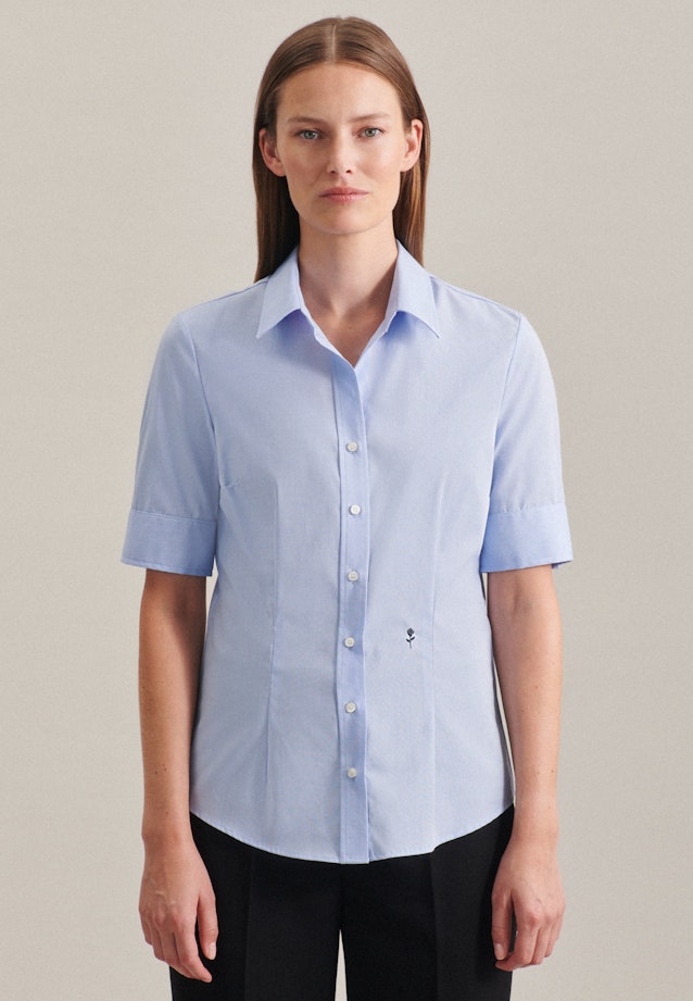 Non-iron korte arm Popeline Shirtblouse in Lichtblauw | Seidensticker Onlineshop