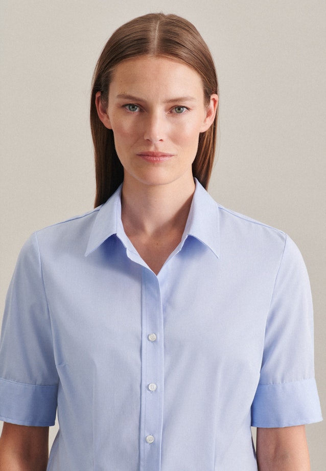 Non-iron korte arm Popeline Shirtblouse in Lichtblauw |  Seidensticker Onlineshop