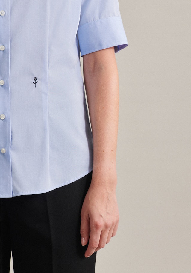 Non-iron korte arm Popeline Shirtblouse in Lichtblauw |  Seidensticker Onlineshop