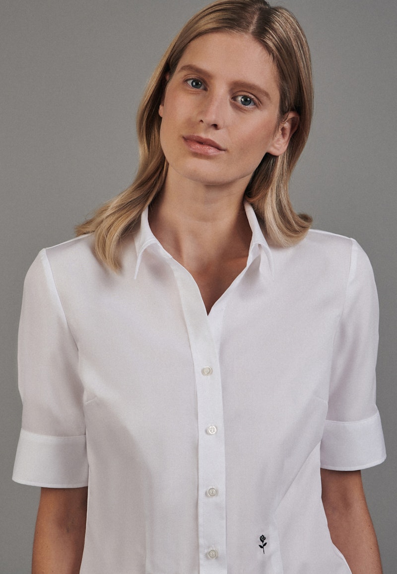 White Cotton Voile Short Sleeve Blouse - WOMEN Shirts