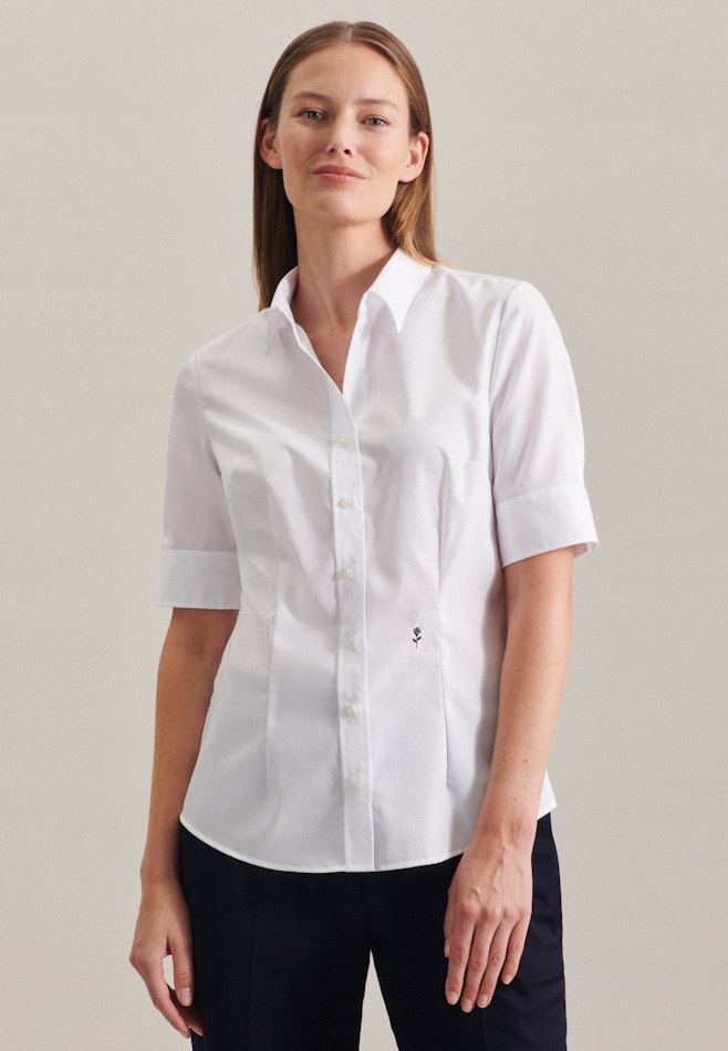Non-iron Short sleeve Poplin Shirt Blouse in White | Seidensticker online shop