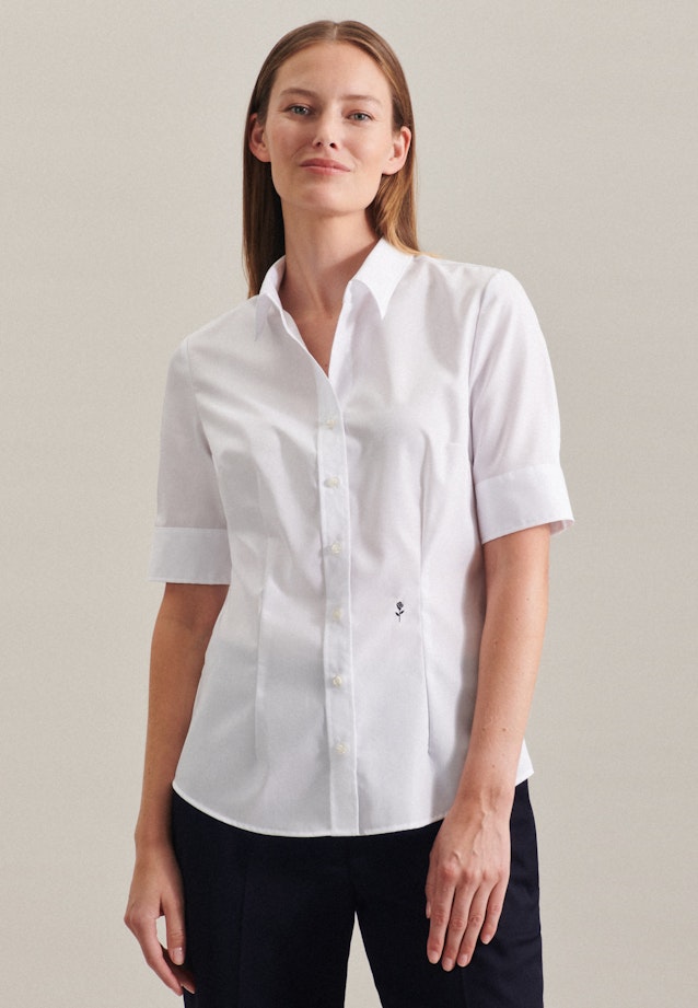 Non-iron Short sleeve Poplin Shirt Blouse in White | Seidensticker Onlineshop