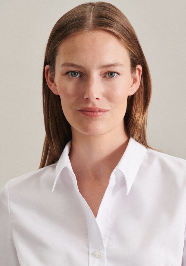 Non-iron Short sleeve Poplin Shirt Blouse in White |  Seidensticker Onlineshop