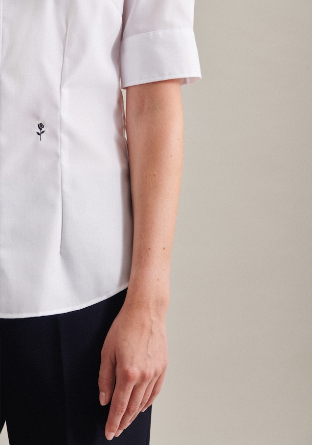 Non-iron korte arm Popeline Shirtblouse in Wit |  Seidensticker Onlineshop